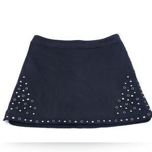 Abercrombie Faux Suede Studded Black Stretchy Mini Y2K Goth Skirt Size 6